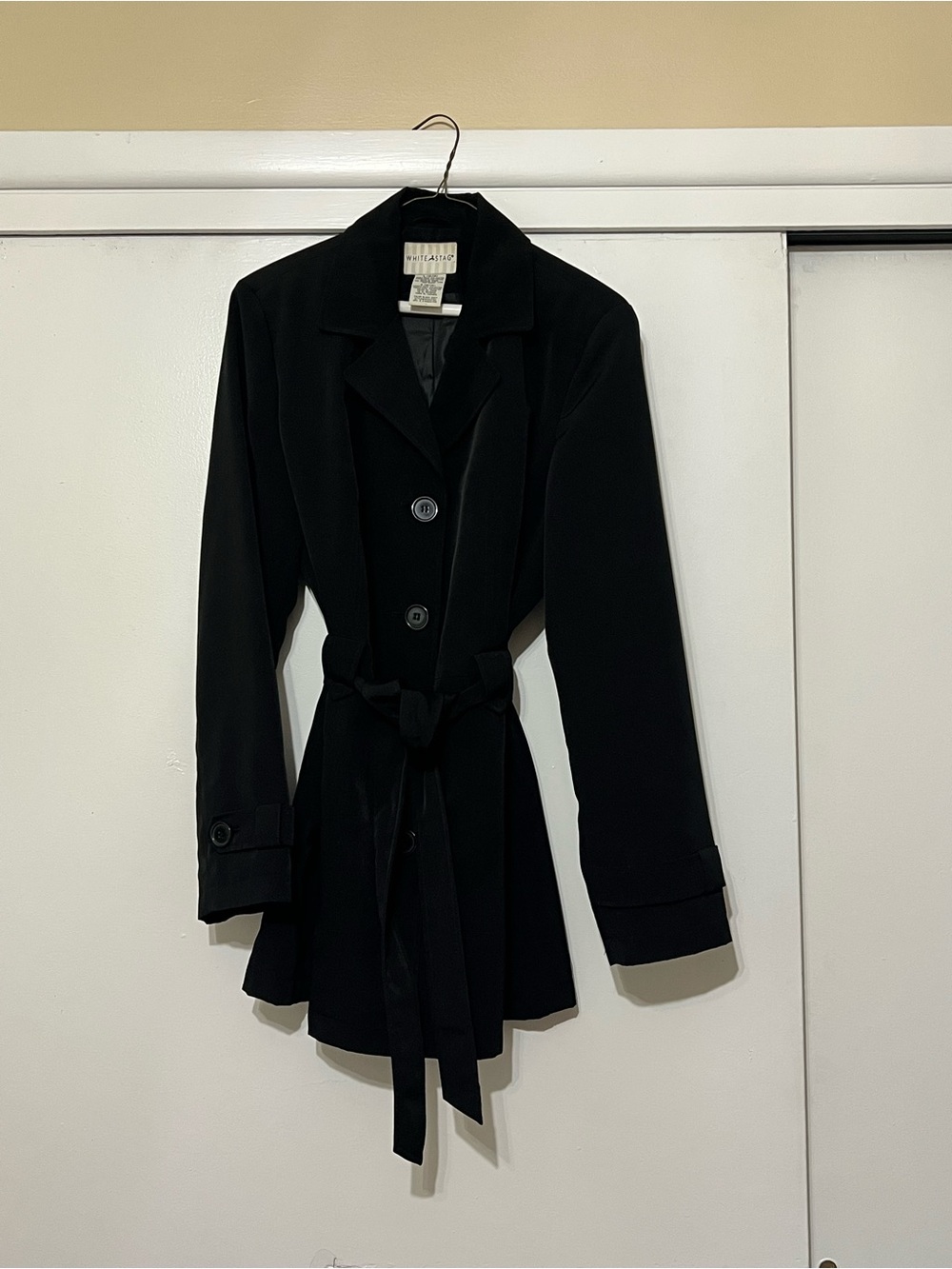 White Stag Black Belted Trench Coat